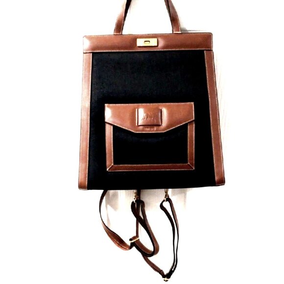 Black Tote Backpack by Horsemanship Club – Brown Leather Trim, Adjustable Straps main image 5